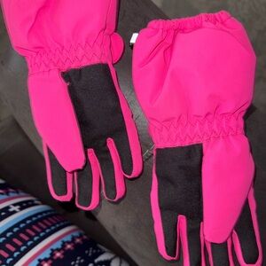 Vibrant Pink and Black Kids Mittens